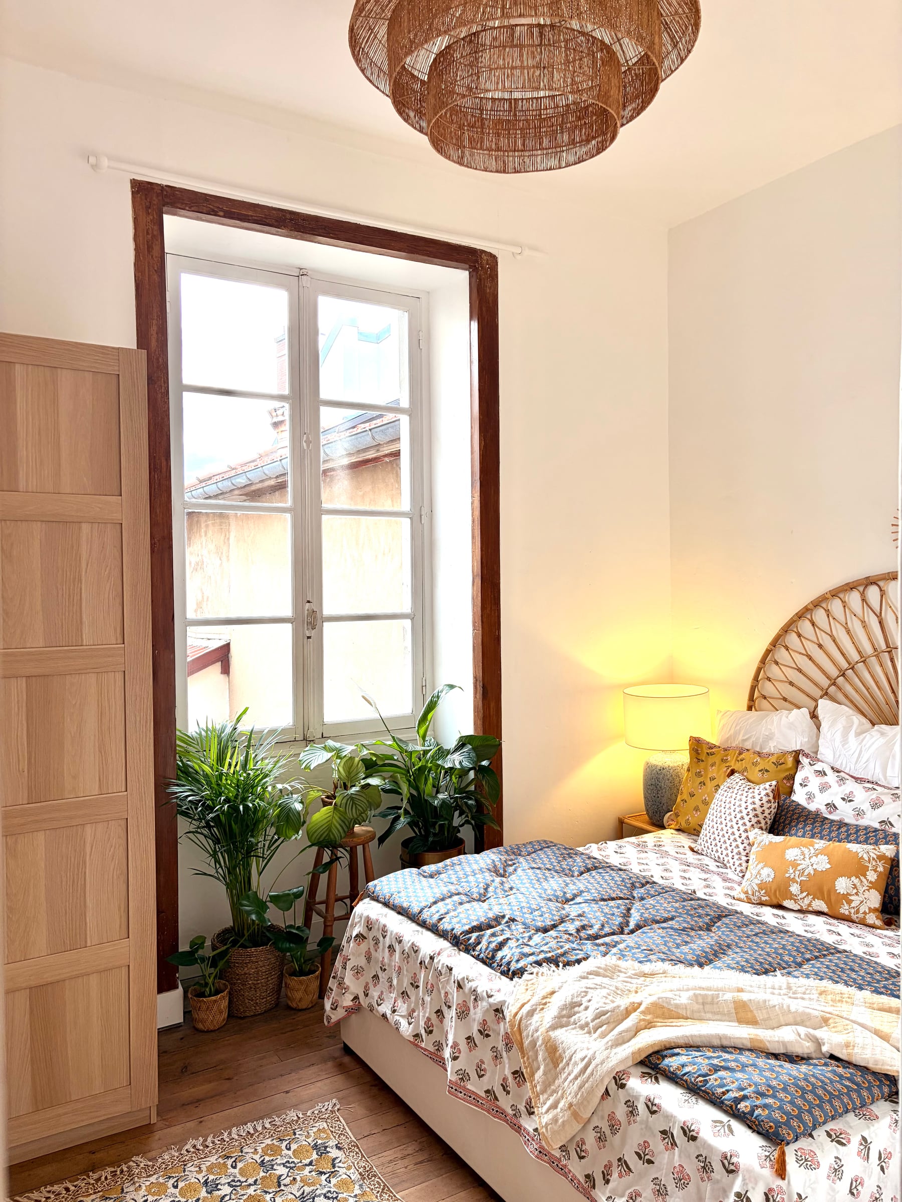First bedroom from the window, with an oak wardrobe
