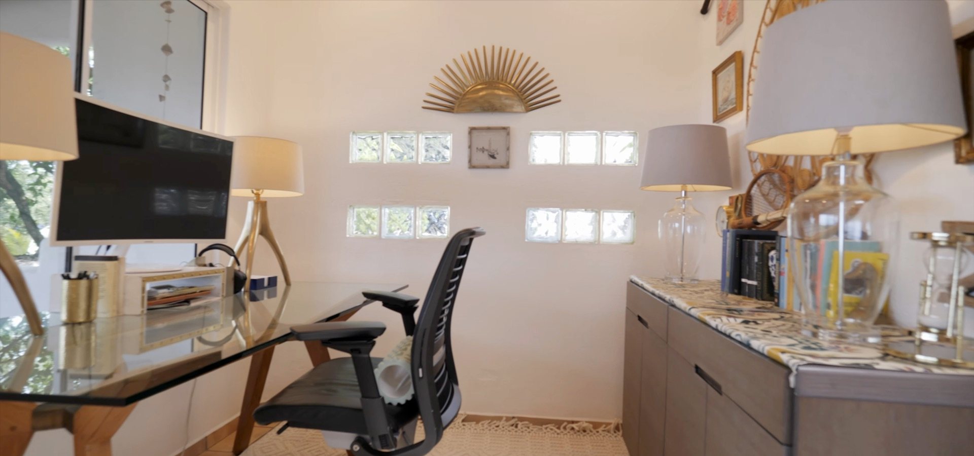 Work studio with a desk and chair