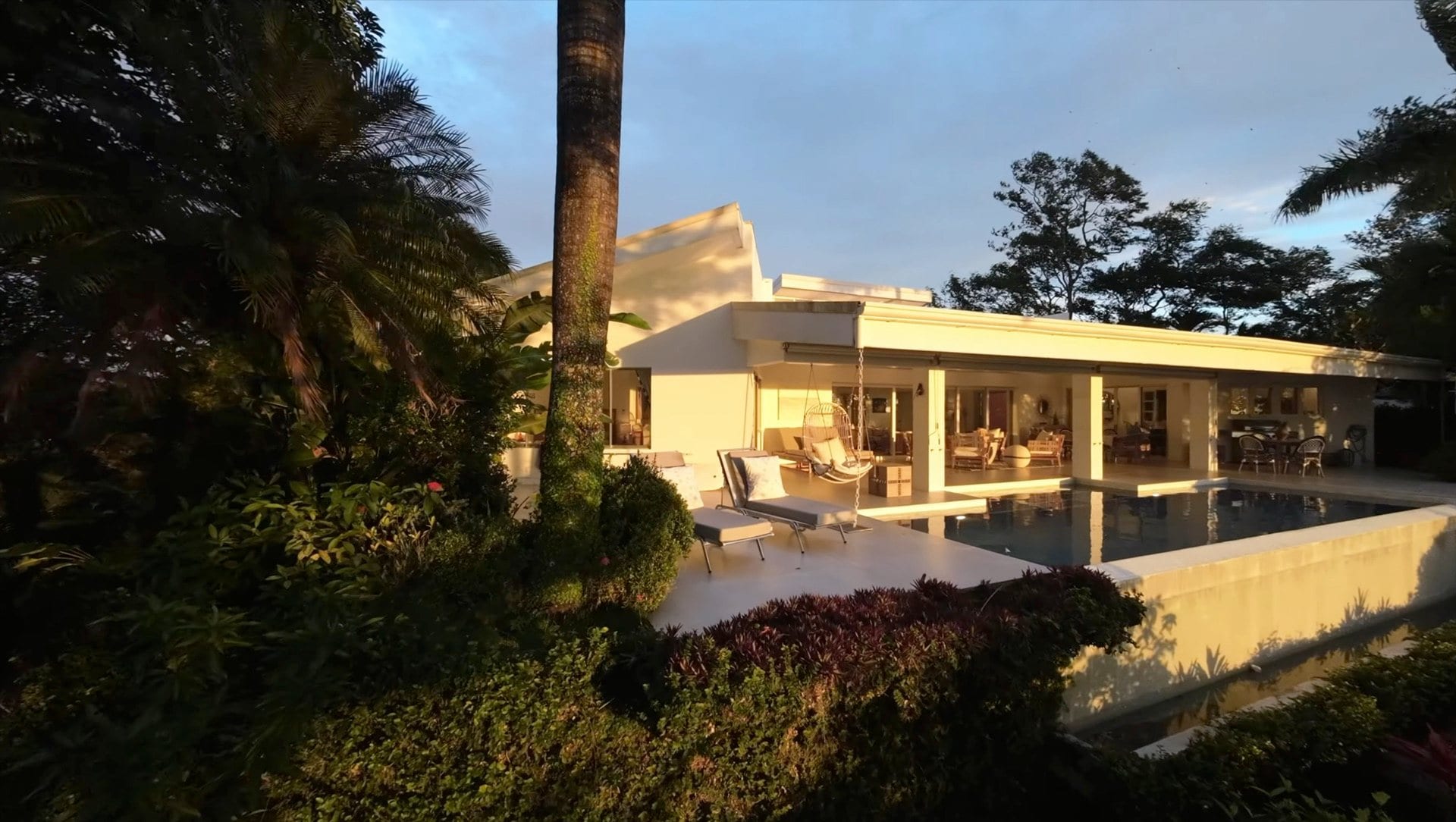 House and grounds at golden hour