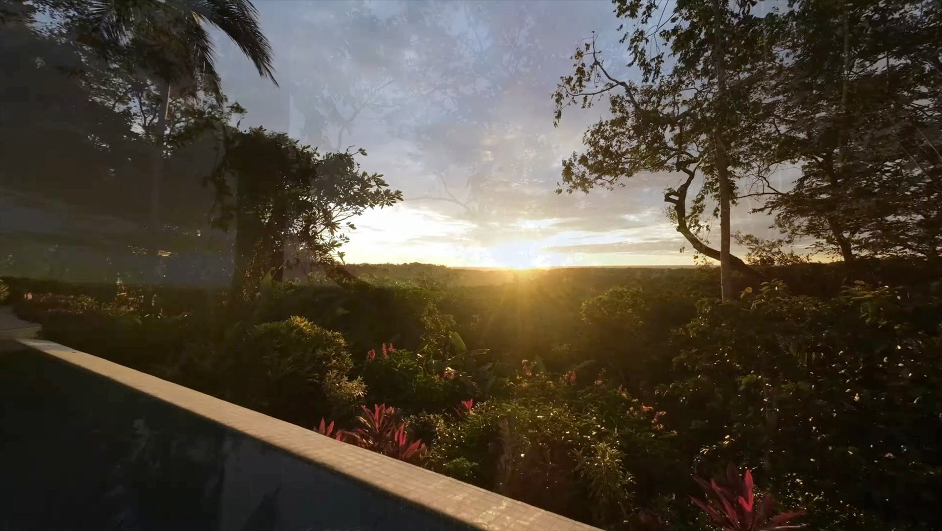 Sunset over the valley from the terrace