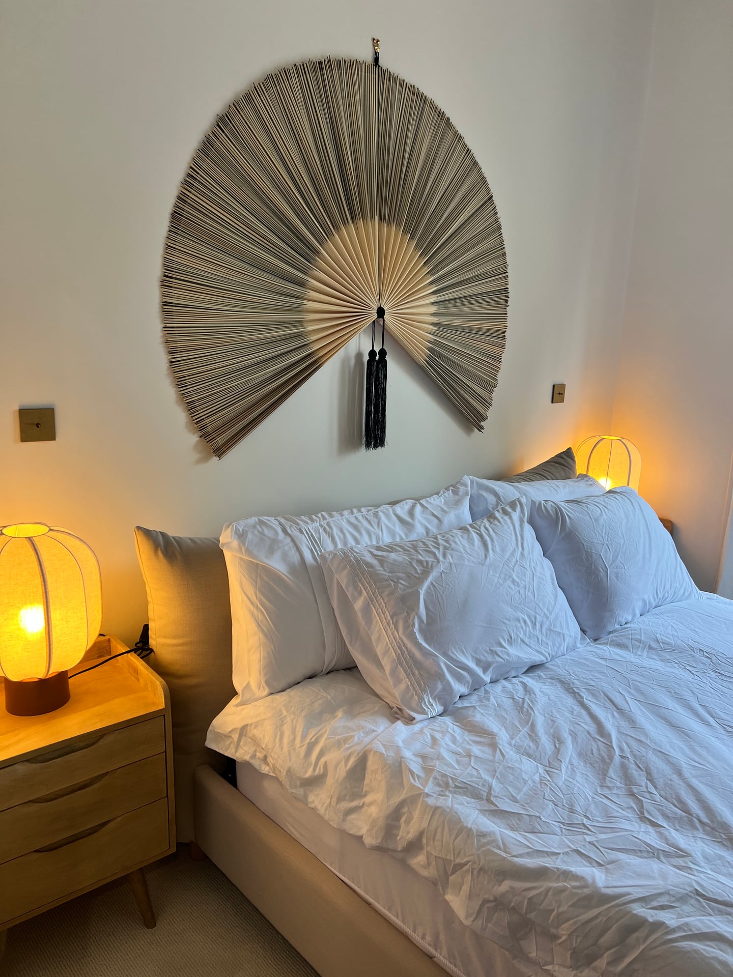White bedding in soft light